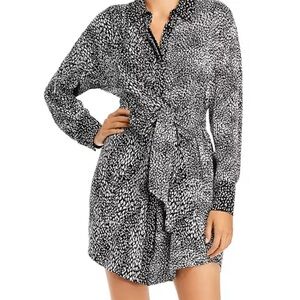 Alice + Olivia Size 6 Jodie Mini Leopard Collared Shirt Dress $440